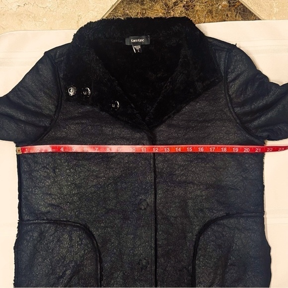 SALE 1/2 OFF Women's Faux Shearling Coat Karen Kane Sz‎ S Black EUC - Picture 11 of 15